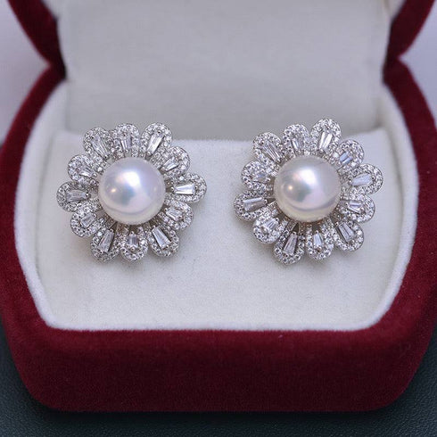 9-10mm Floral Freshwater Pearl Earrings - House Of Pearls